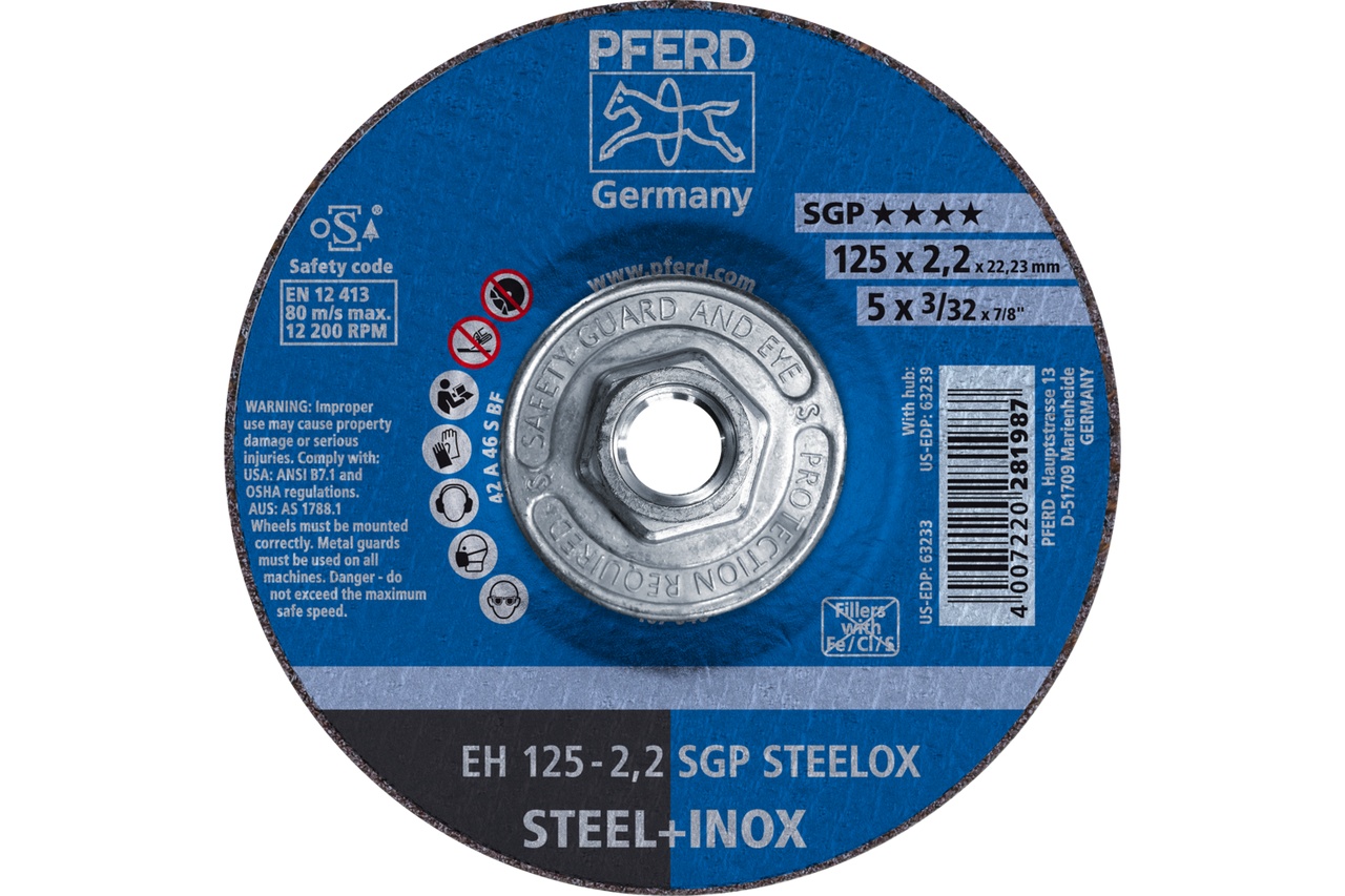 Picture of Pferd Cut-Off Wheel, 5" X 3/32 X 5/8-11, Sgp Steelox, T27, Aluminum Oxide